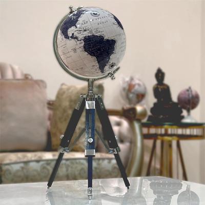 Educational and Antique Blue Wooden Tripod for Home Decor World Globe Up To Date Map, Office Decor, Gift Item, Showpiece