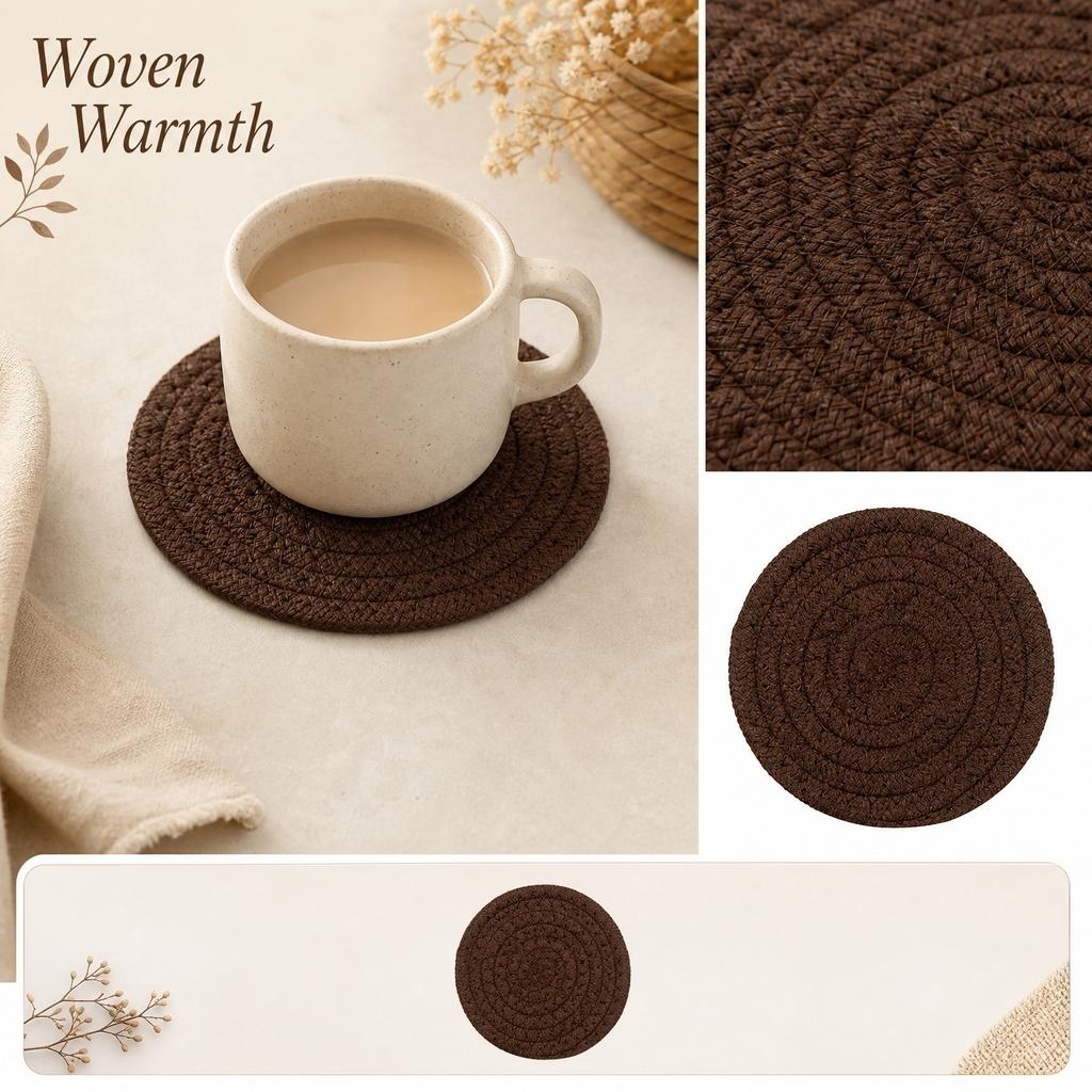 Round Jute Set of 4 - Natural Woven Drink