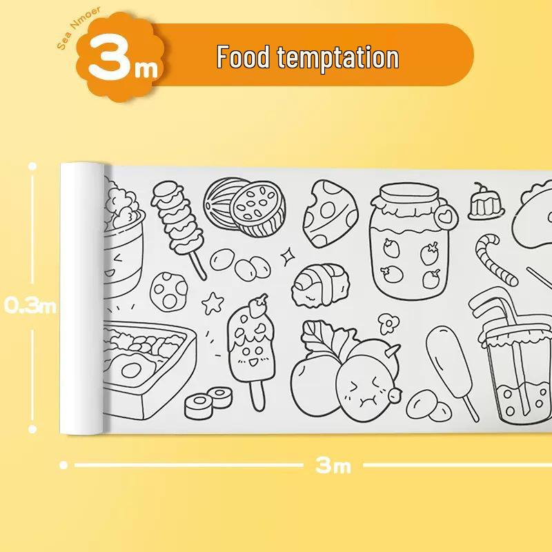 100-Meter Blank Graffiti Scroll: White Canvas for Children and Kindergarten Art