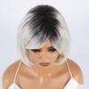 Ladies Short Straight Bob Synthetic Wigs for Women Fluffy White Black Gray Silver Wig Cosplay Party Daily Heat Resistant Fiber Hair