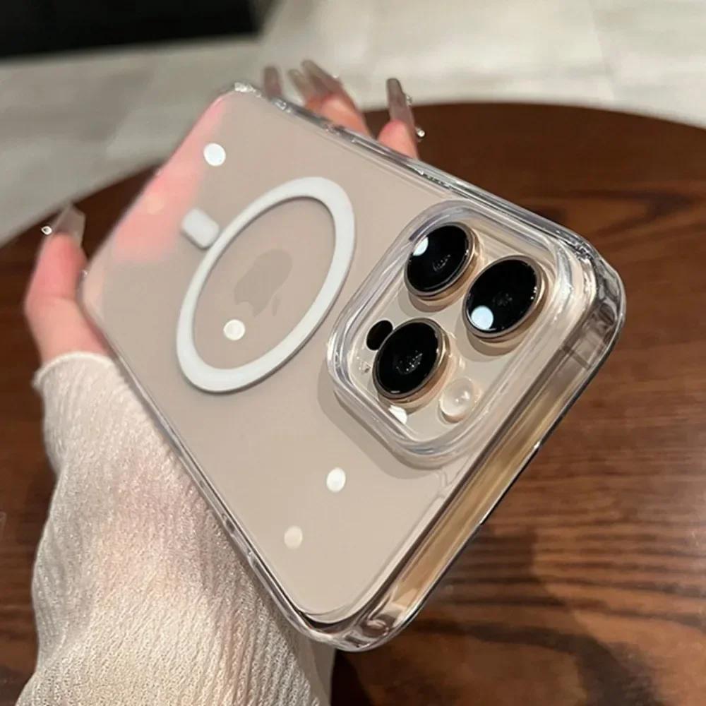 Luxury With Camera Touch Control Capture Button Case For iPhone 16 Pro Max 16 Plus For Magsafe Wireless Charge Clear Phone Cover