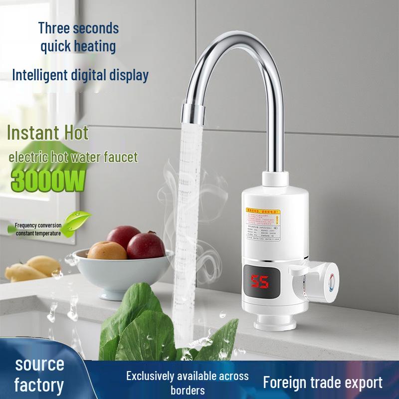 Digital Instant Hot & Cold Water Faucet with 3-Second Heating Digital Display, Bottom Water Inlet (EU Standard)