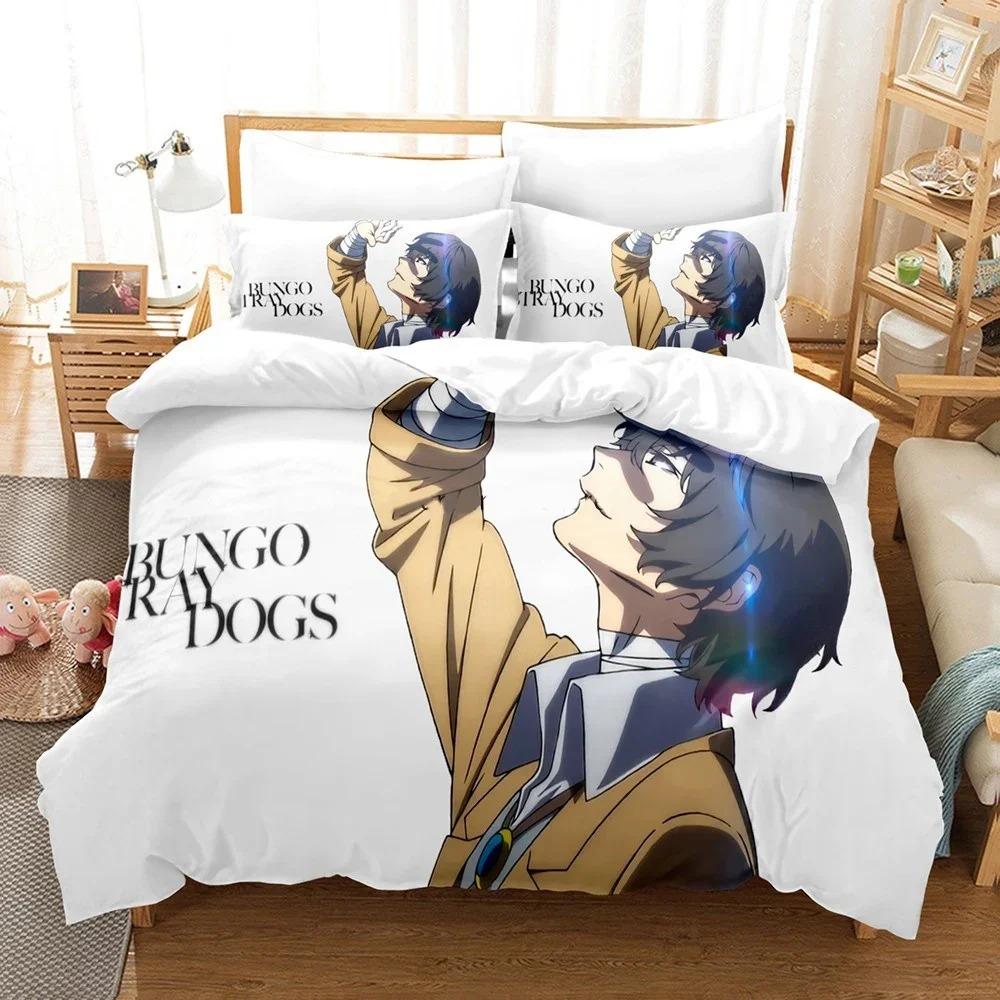 Anime Bungo Stray Dogs Bedding Set Boys Girls Twin Queen Size Duvet Cover Pillowcase Bed Kids Adult Fashion Home Textile