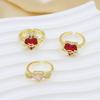 Happy Heart-Shaped Love Wings Open Ring Ring Ring Copper Gold-Plated High-End Jewelry