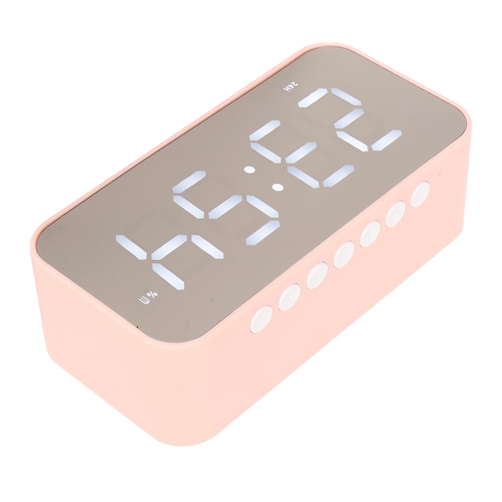 Wireless Speaker Stereo Sound Noise Cancelling Temperature Display Voice Broadcast FM Radio Mirror Alarm Clock