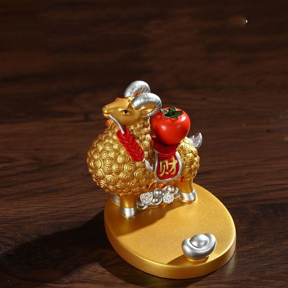 Miniature Feng Shui Goat Statue Creative Zodiac Sheep Figurine Sheep Phone Holder New Year Mascot
