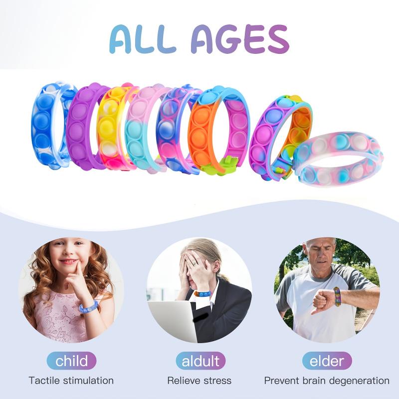10pcs Pop Bracelets, Mini Pop Toys, Party Favors for Kids, Wrist Strap Fidget Toys Pack, Fidget Toys for Girils Boys, Fidget Toy