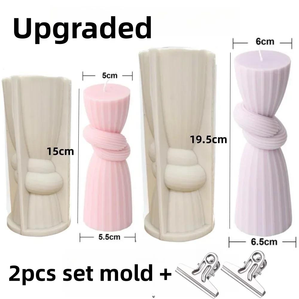 DIY New Cylindrical Tall Twirl Pillar Candle Mold Ribbed Aesthetic Twist Swirl Silicone Mould Geometric Striped Soy Wax Mold