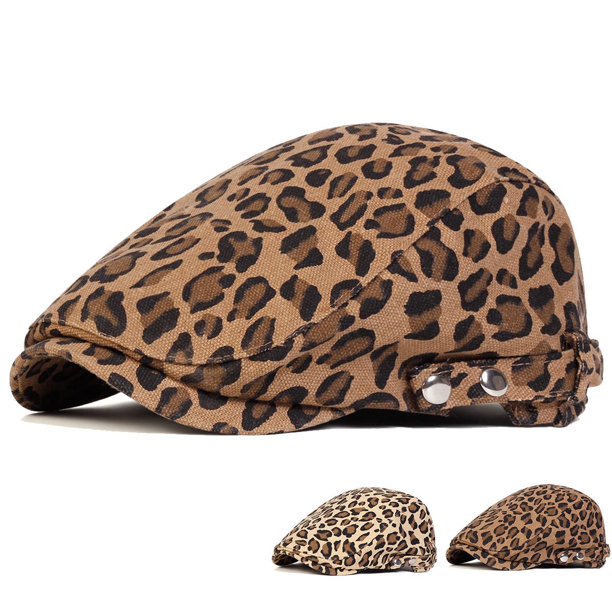 Yiran Bag Men's Unisex Leopard Print Newsboy Caps British Painters Hats Autumn Winter Berets Adjustable Flat Peaked Cap Hip Hop Berets