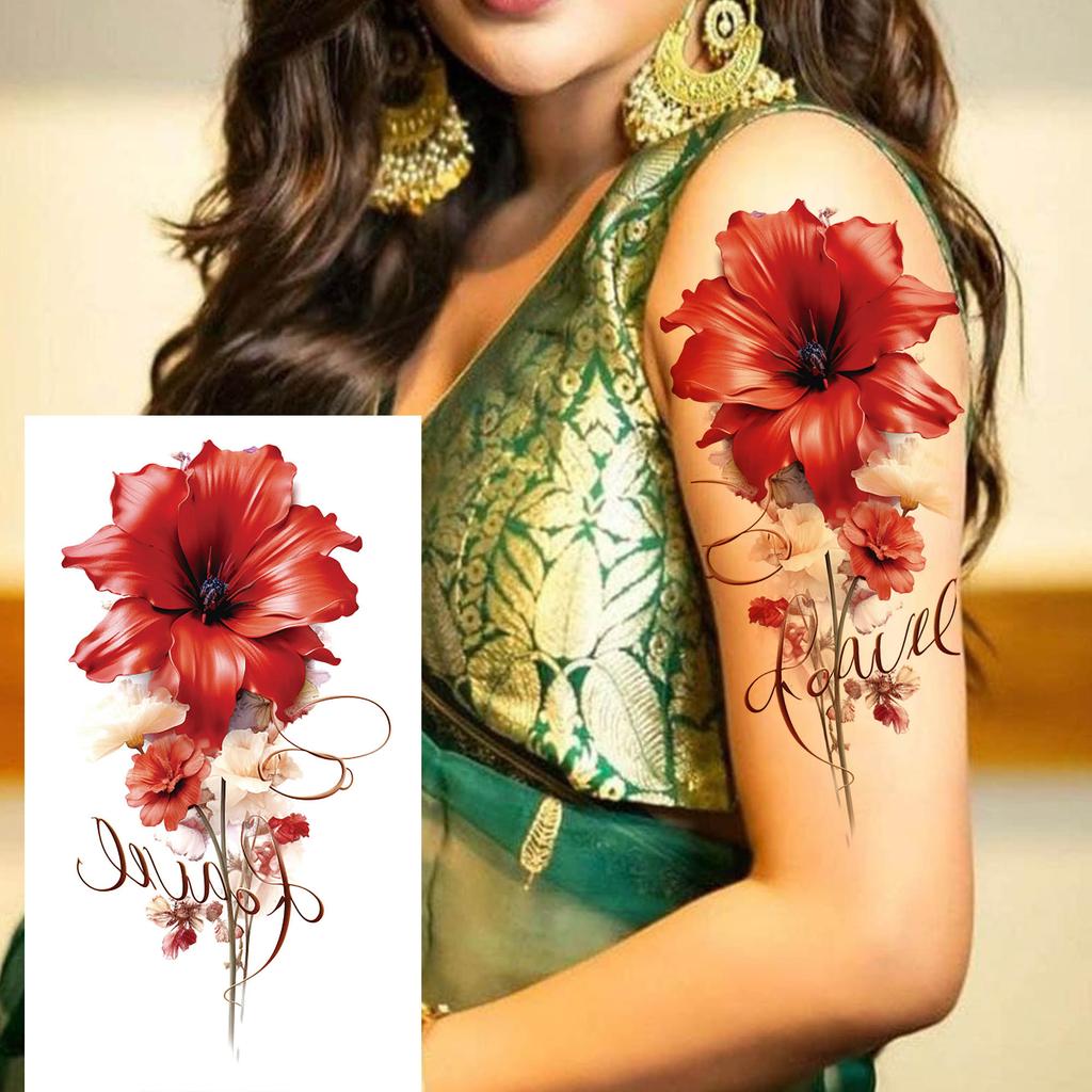 1 Sheet Black Henna Mandala Flower Temporary Tattoos For Women Girls Fake Lace Tattoo Sticker Disposable Decoration Adults Tatoo