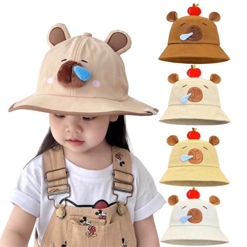 Cute Capybara Fisherman Hat Children Spring New Water Dolphin Basin Hat Students Sun Hat Three-dimensional Bucket Hat