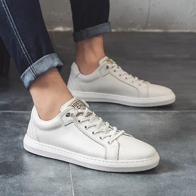 Sapato Masculino Mais Recente Couro Genuíno Outono 2022 Sapatos Casuais Masculinos Couro de Vaca Leisuer Caminhada Calçado Masculino Tênis Brancos Design Moda