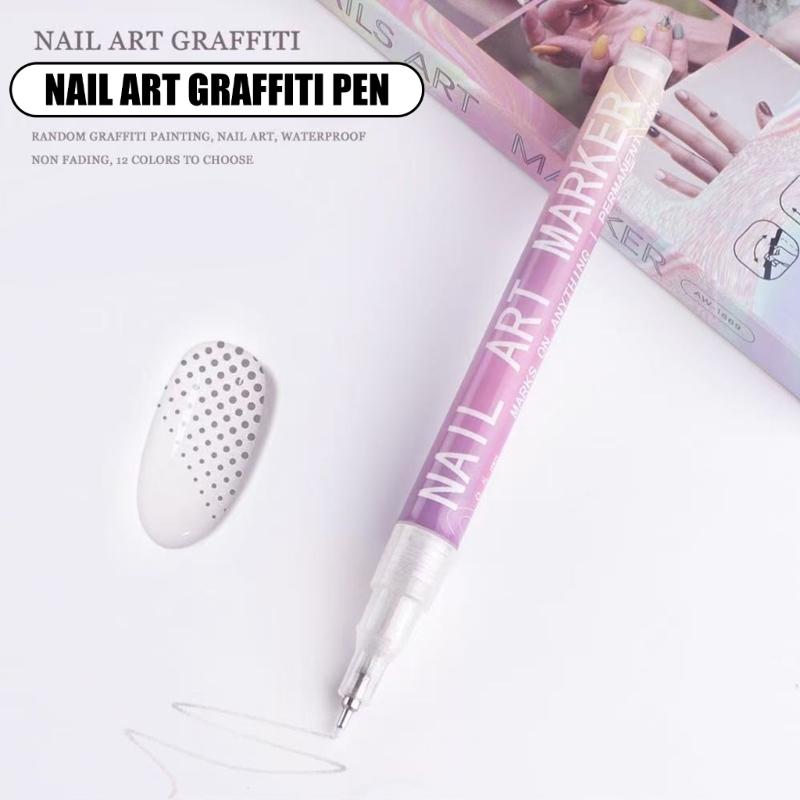 12Color Nail Art Pens Precise Acrylic Marker For Detailed Outlining Polish Pen For DIY Enthusiasts Salon Professional