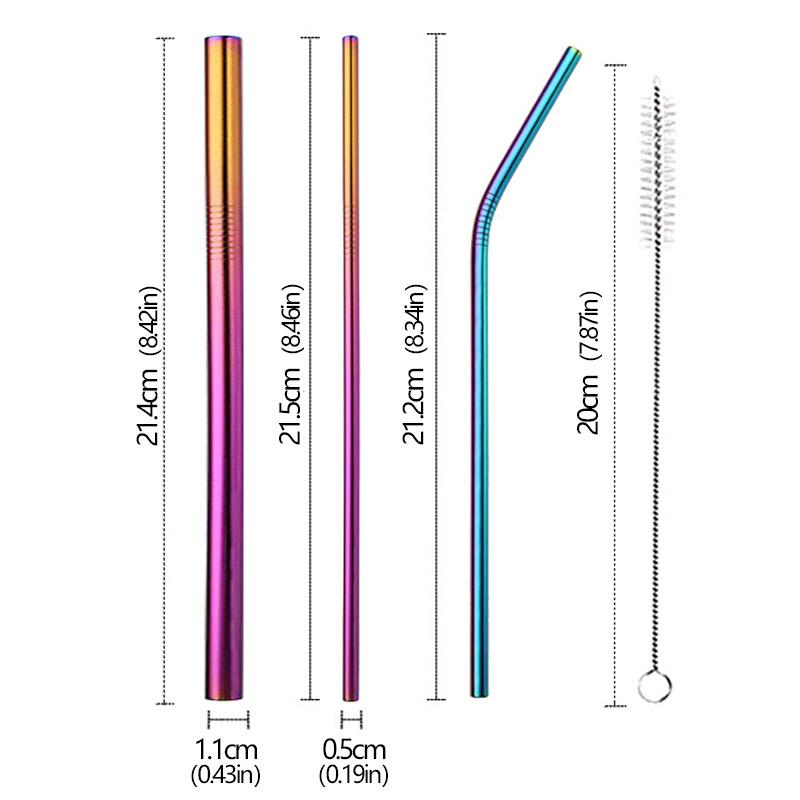 3Pcs Stainless Steel Straw Sets Metal Reusable Straight Bent Drinking Straw With Cleaning Brush Party Juice Drinks Utensils