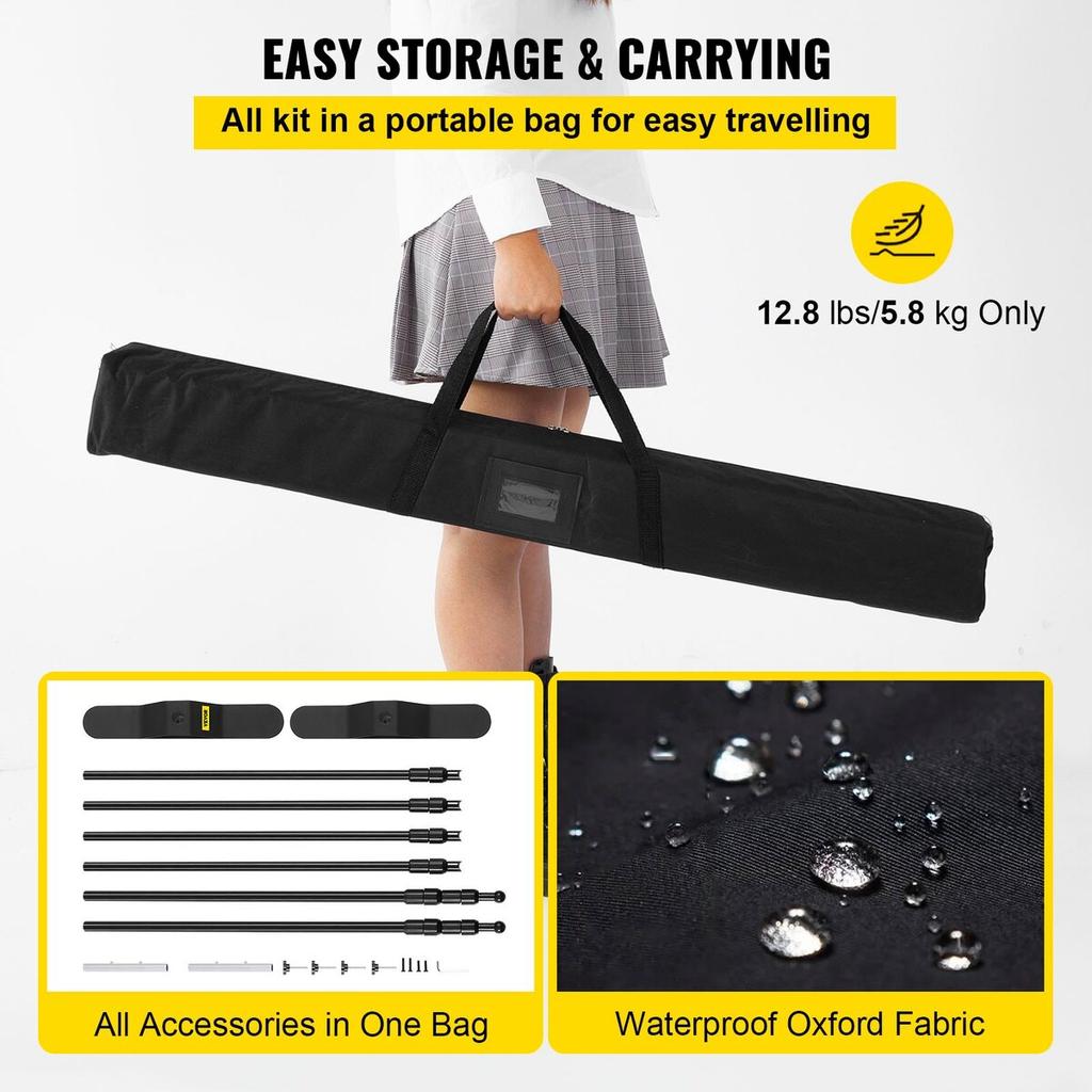 8FT Backdrop Banner Stand Step and Repeat Adjustable Telescopic Lightweight Trade Show Display Wall Exhibitor with Carrying Bag