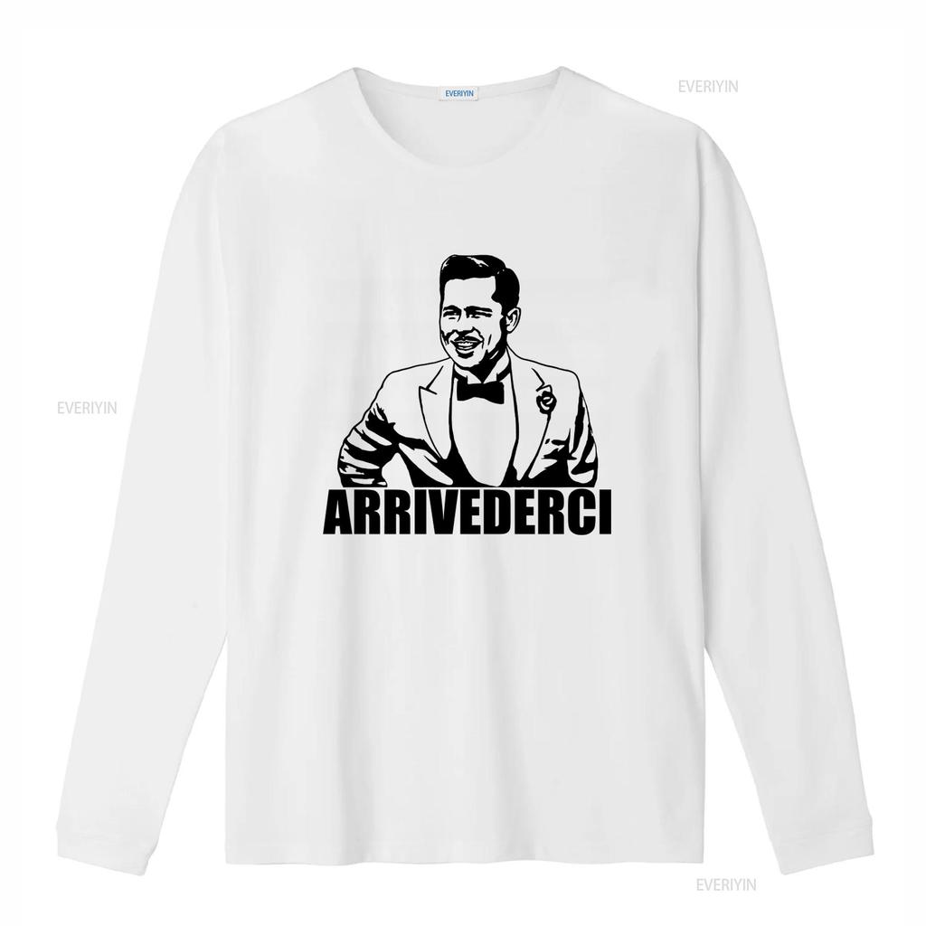 Stylish Arrivederci T Shirt for Men Classic Design with Elegant Suit Print vintage Washed fashion Casual Top For Everyday Wear