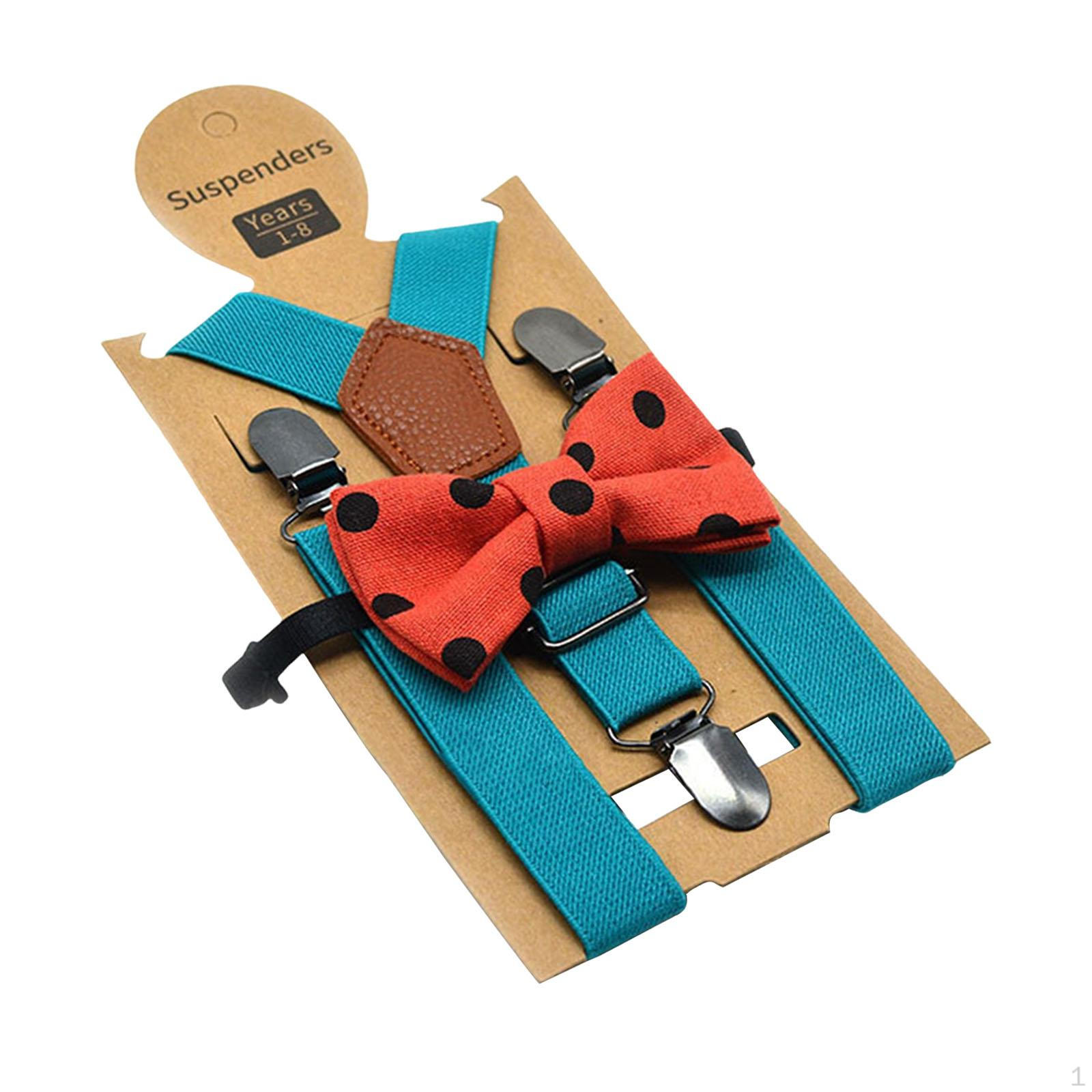 

Boys' Suspenders And Bow , Elastic Y-Shaped Suspenders, Strong Metal Clips, Clothing Accessories синий