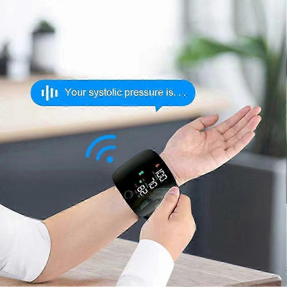 Rechargeable Wrist Blood Pressure Monitor with Large Display & Voice Broadcast, Automatic Digital Tensiometer for Home Use, Indoor Outdoor Portable