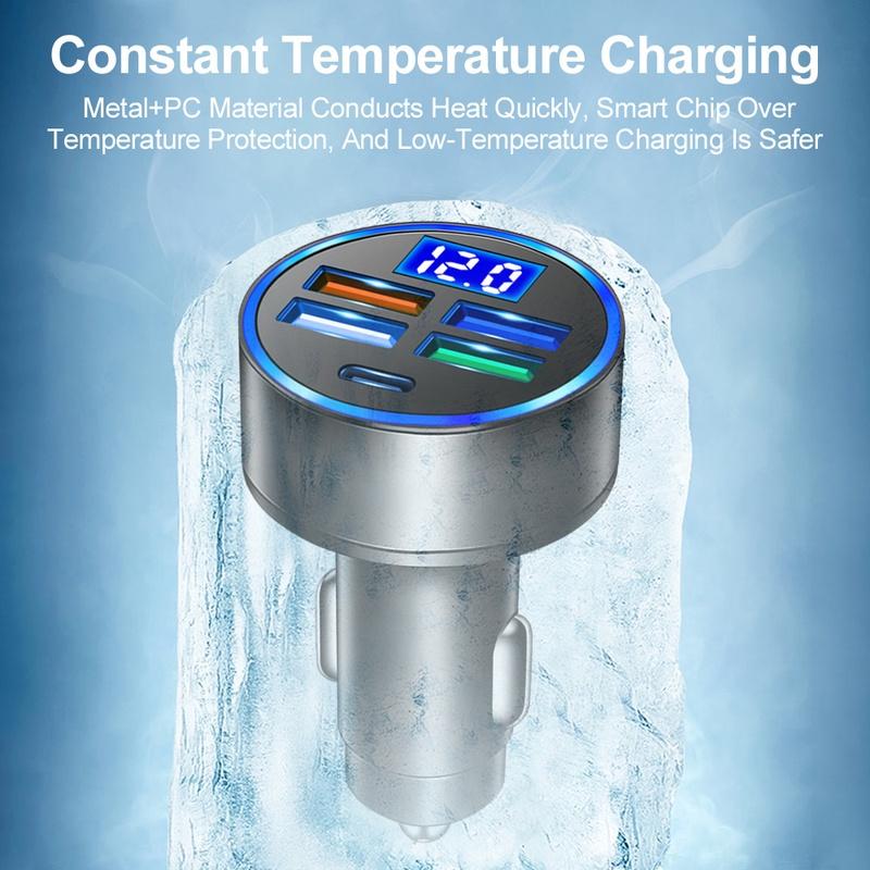 5 Ports 150W Car Charger Fast Charging PD QC3.0 USB C Car Phone Charger Type C Adapte