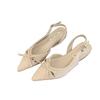 2025 summer French niche bag head sandals temperament elegant bow pointed head shallow mouth wedge heel high heels women