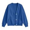 Solid Color Cardigan Women Button Front V-Neck Cardigan, Oversized Sweatshirt with Dual Pockets, Long Sleeve Casual Jacket for Fall Winter Pocket