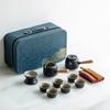 Japanese travel kung fu tea set small set household simple teapot ceramic teacup outdoor tea tray portable bag