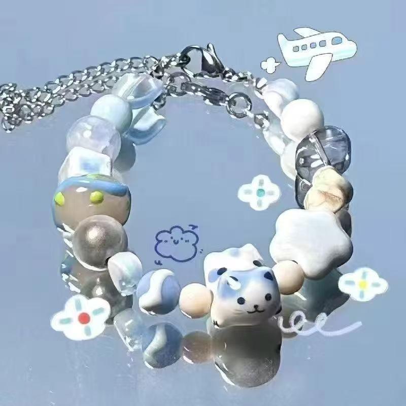 

~ Cartoon bracelet cute niche handmade student girl couple girlfriend bracelet gift синій