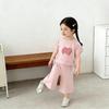 Korean Summer Girls' Sweet T-shirt & Stylish 7-Point Pants Set - Short Sleeve Children's Wear Two-Piece