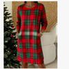 2025 Elegant Retro Plaid Dress - Round Neck, Long Sleeve, European American Style, Christmas Special.