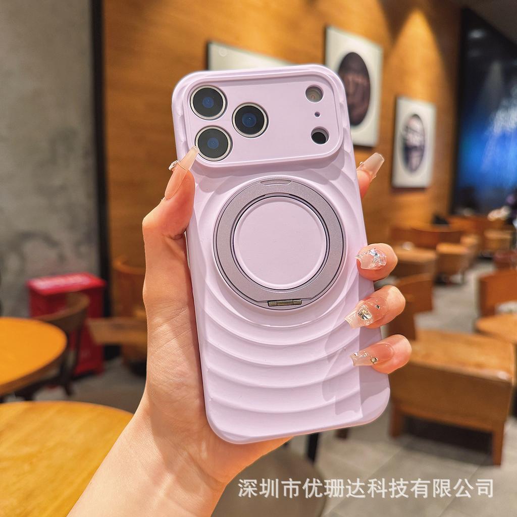 Applicable To iPhone11PROMAX Ripple Liquid Silicone Mobile Phone Case Apple 11 Rotating Magnetic Bracket Protective Case