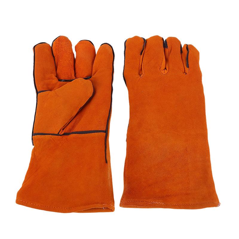 Cowhide Double-Layer Welding Gloves - Heat-Resistant, Wear-Resistant, and Full Leather for Welders Protection
