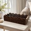 Bandeja Multiusos Estilo Ratán | Borde Decorativo, Diseño Abierto, Bandeja Rectangular de Almacenamiento, para