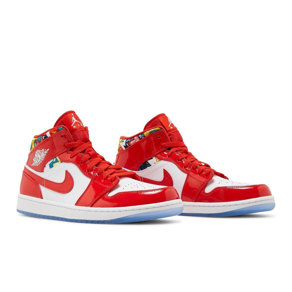 Air Jordan 1 Mid SE 'Barcelona Sweater' (Unisex) Chile Red / White / Pollen Vintage Basketball Shoes DC7294 600