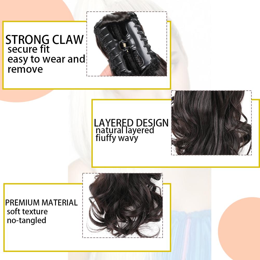 Claw Clip Ponytail Extension 18"&24 Clip In Wavy Synthetic Ponytail Hair Extensions Long Pony Tails for Women Extensions