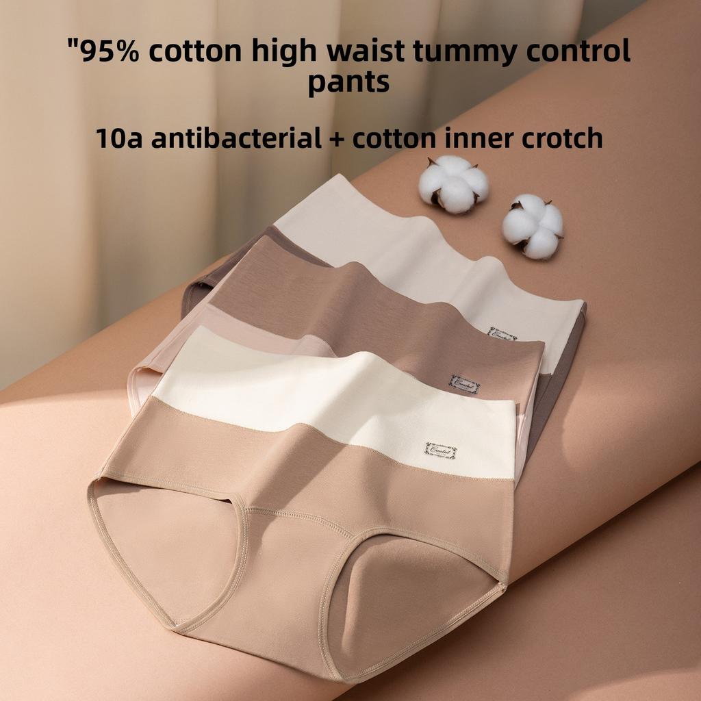 Plus  Size Ladies Spring and Autumn Pure Cotton Extended Crotch High Waist Midwaist Briefs