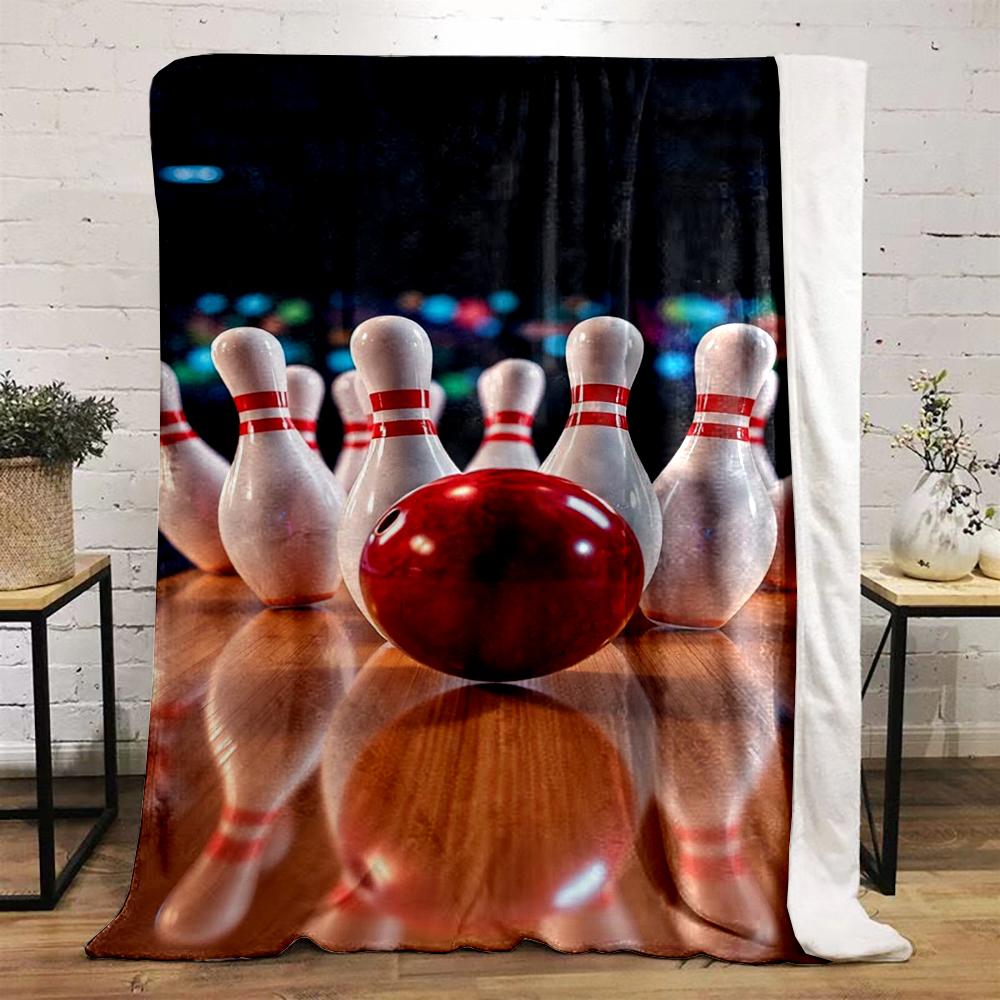Bowling Pins and Striking Ball Design Blanket Flannel blanket for bedroom, living room, sofa, and nap sofas.
