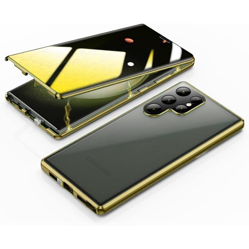 Suitable for Samsung S25ultra Magneto Mobile Phone Case Bright Metal Magnetic High Definition Anti Peeping Snap Protection Glasses Anti Fall