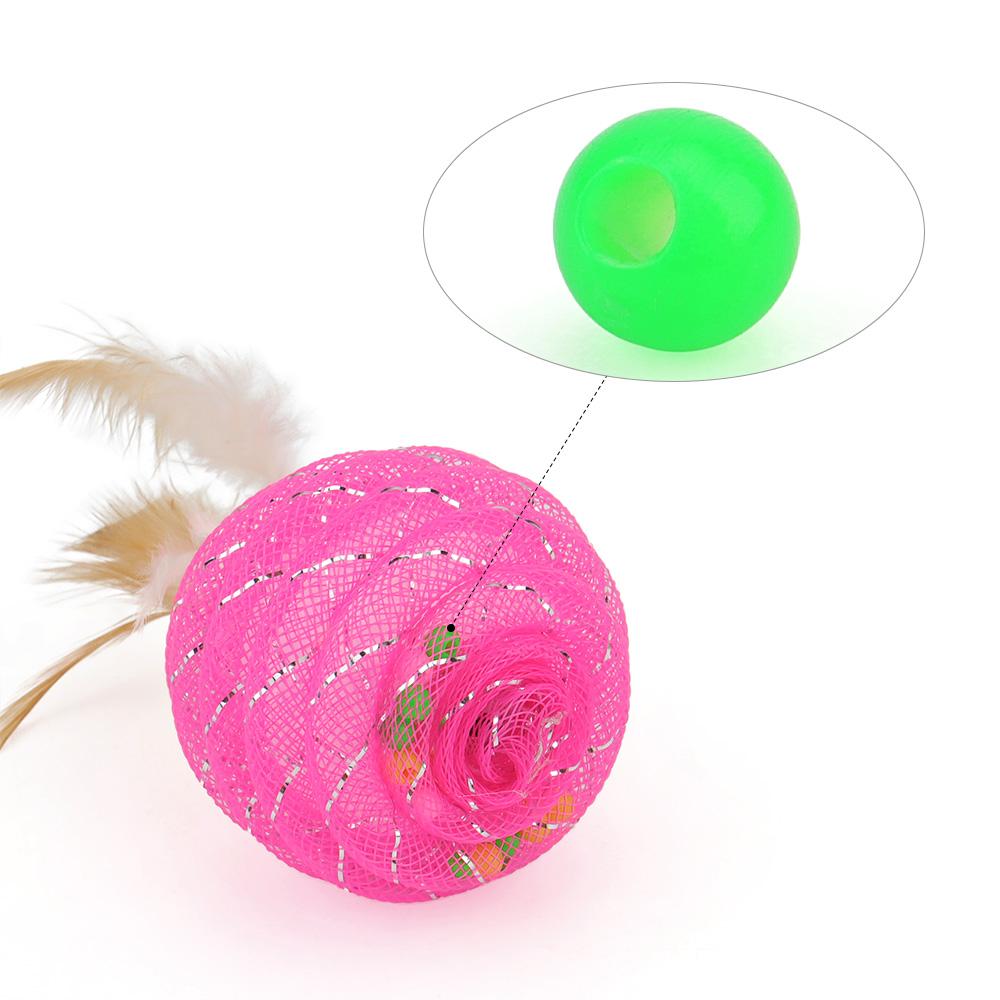 6pcs Tubular Ball Feather Ball Cat Toy Kitten Playing Pet Ball Toy