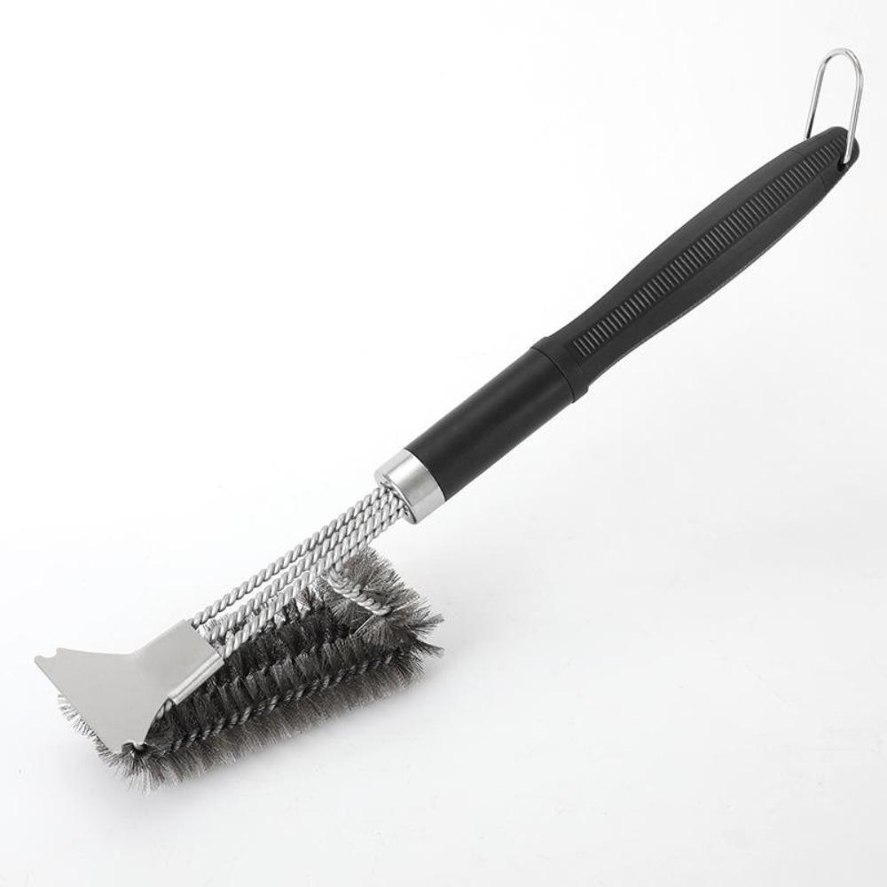 BBQ BBQ Brush Steel Wire Brush 18 Inch Three-layer Cleaning Brush Oven Cleaning Three-head Brush BBQ Tool Brush