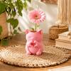 Compact Desktop Storage Organizer 3D Printed Cat Vase, Cute Smiling with Heart?Hand Gesture Flower Holder, Dried Holder for Desk Animal Shaped