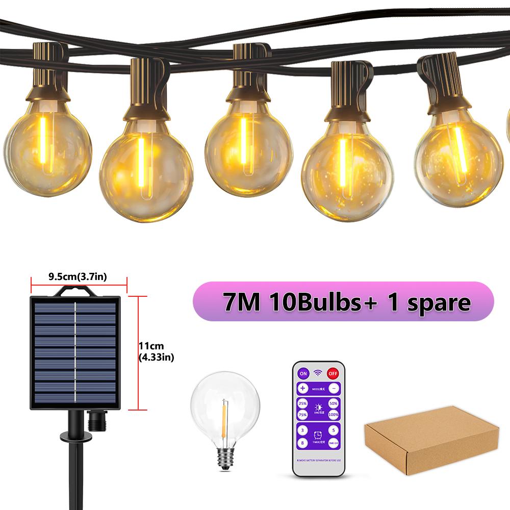 Solar String Lights Outdoor G40 Patio Lights with LED Shatterproof Bulbs,Weatherproof Hanging Lights for Backyard Bistro