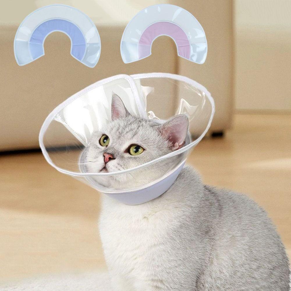 Clear Cat Recovery Cone Collar Soft Cat Elizabethan Ring Reusable Pet Protective Collar  for Neck