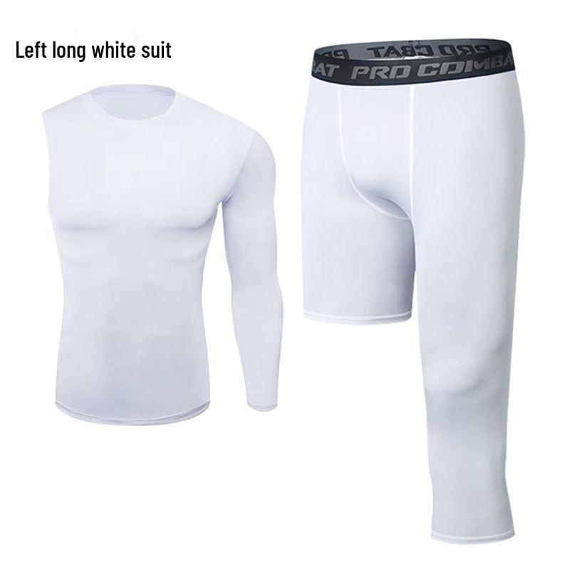 

Мужской комплект компрессионных спортивных тайтсов с быстрым высыханием: Летняя баскетбольная тренировочная футболка-базовый слой M