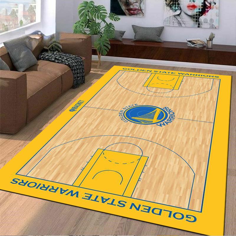 Tappeto con motivo del campo da basket dei Golden State Warriors per Decorazione della Casa Adatto per l'uso come antiscivolo per soggiorno camera da letto divani