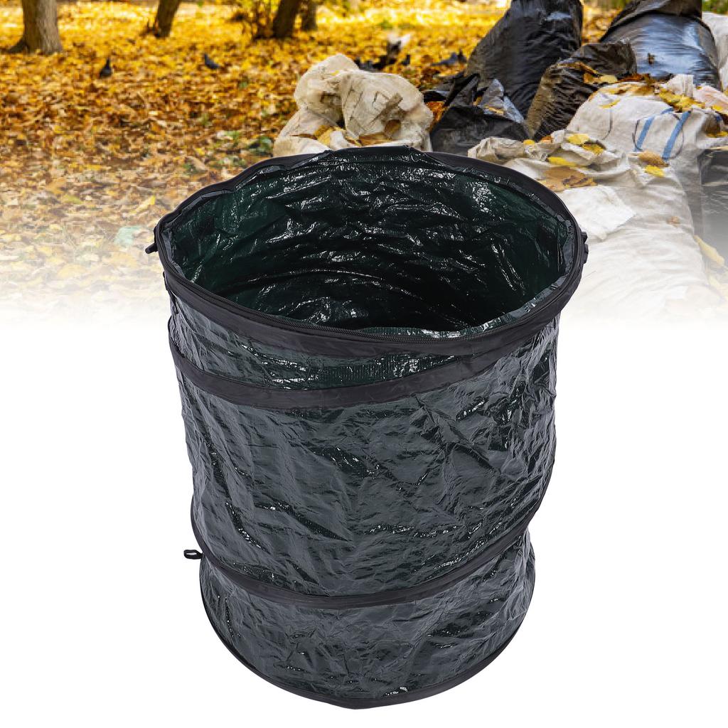 Portable   Trash Can with Zippered Lid, Space-Saving Design for Indoor and Outdoor Activities