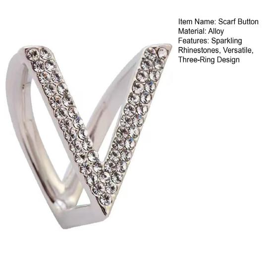 Scarf Button Sparkling Rhinestones Three-Ring Scarf Buckle Versatile Scarf Shawl Fastener Fashion Accessory