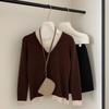 Women's V-Neck Wool Sweater - Faux Two-Piece, Color Block, Warm Layered Pullover for Autumn/Winter
