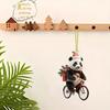 Christmas Car Pendant Lifelike Riding Panda Shape Lightweight Hanging Accessory Christmas Trees Doors Windows Hanging Ornament Bag or Keychain Charm