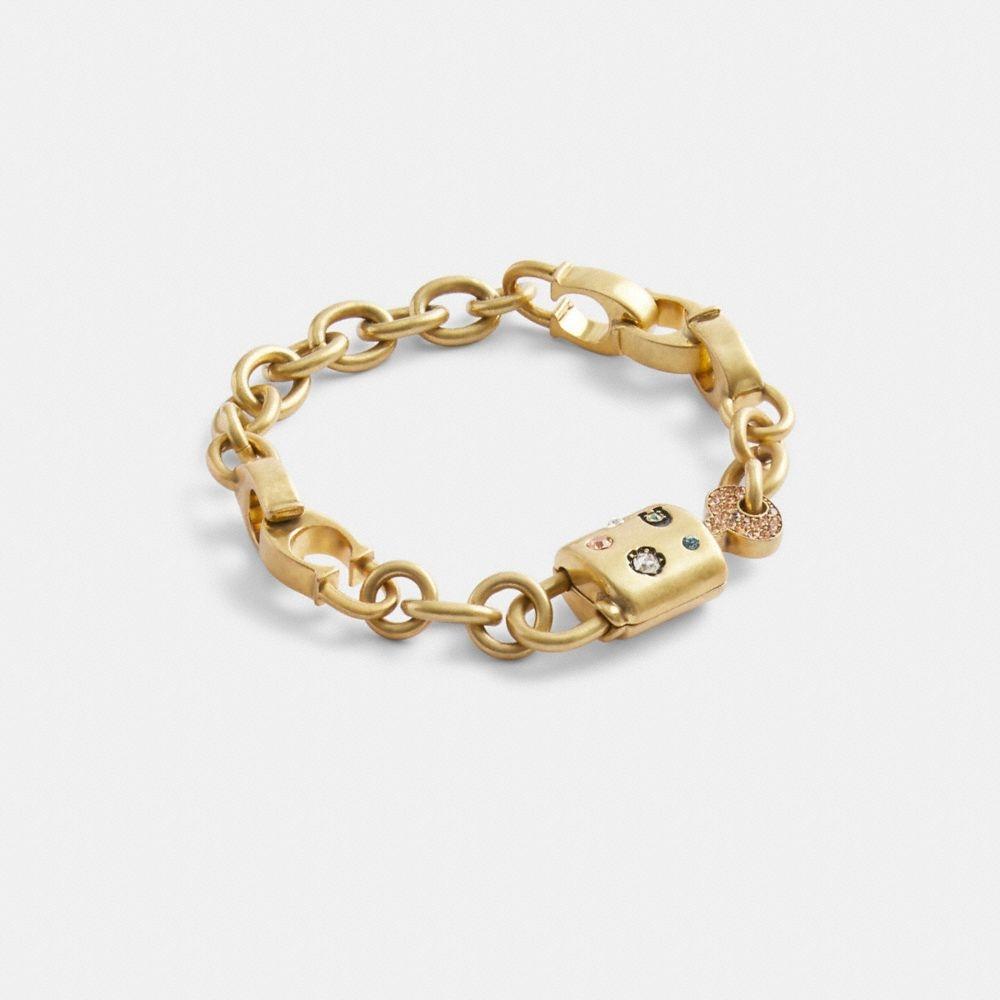 

Браслет-цепочка Coach Stone Pad Lock Co138 Gd Mc Gold Multi Color