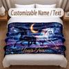 Horse Theme Soft Blanket Personalized Custom Name Text Print Warm Blanket Home Sofa Bedroom Decor